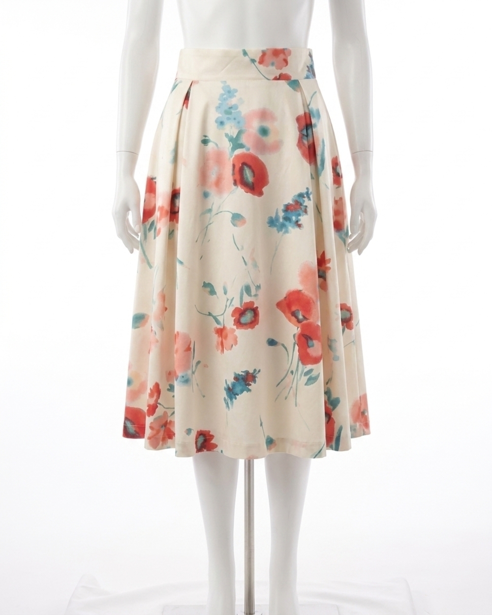 NEW FRANCES VALENTINE shelley midi skirt bellissima poly tafetta in white/multi